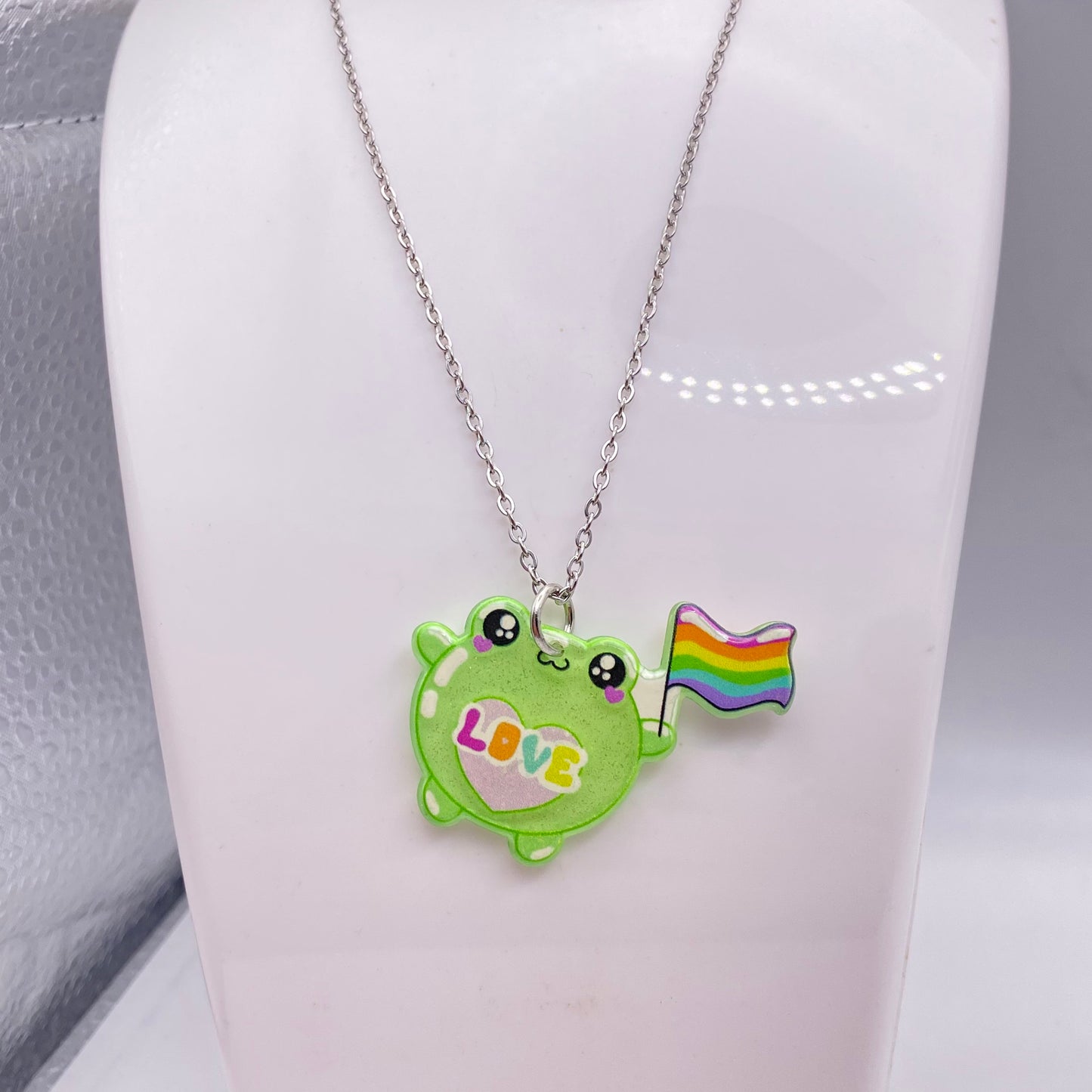 Supportive Rainbow Frog Necklace