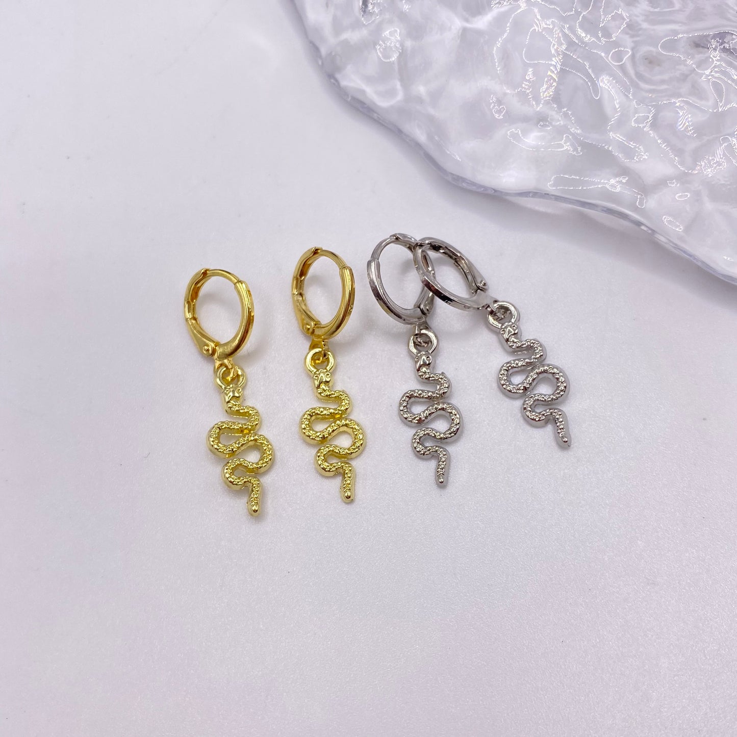 Small Snake Huggie Hoop Earrings
