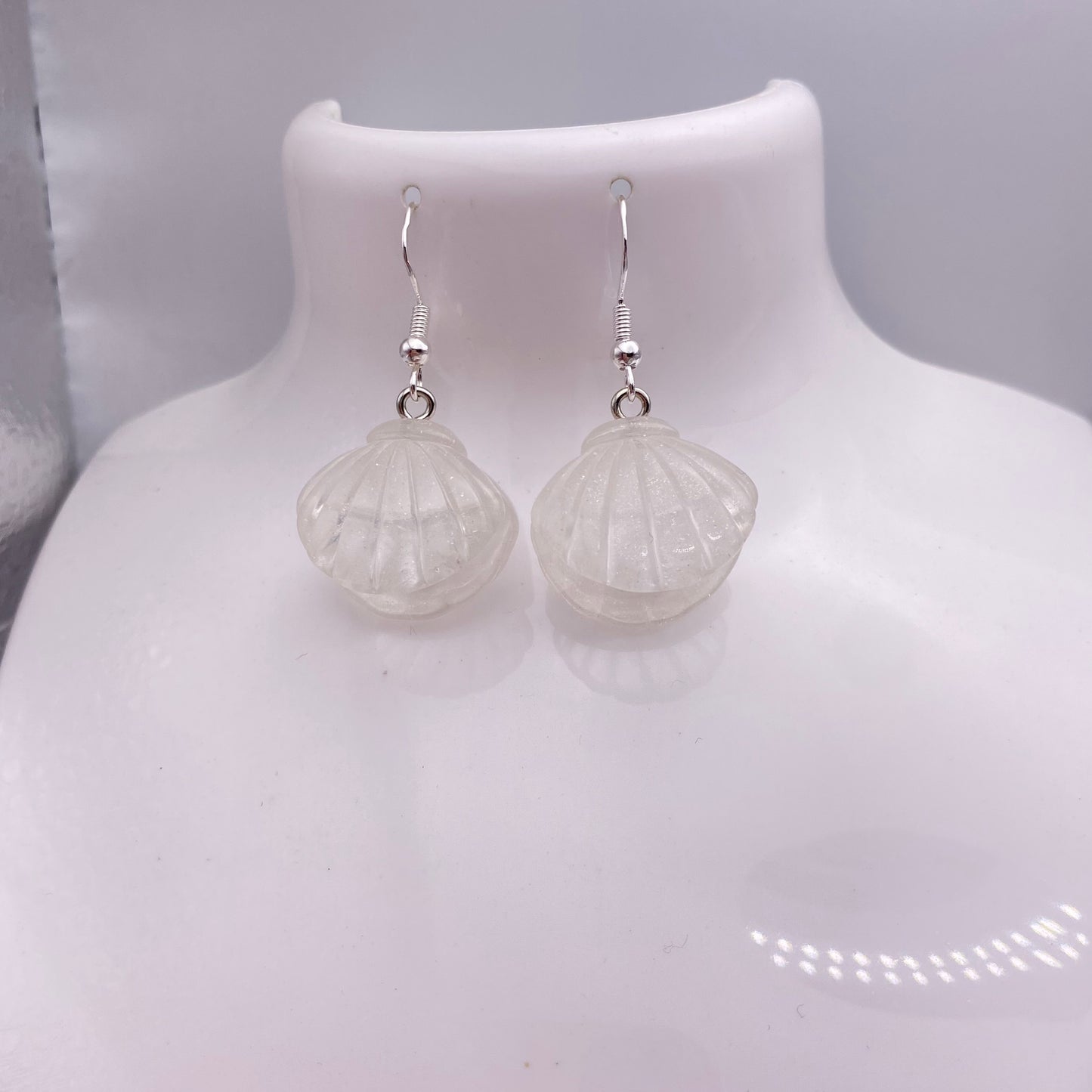 Chunky Clam Shell Pearl Earrings
