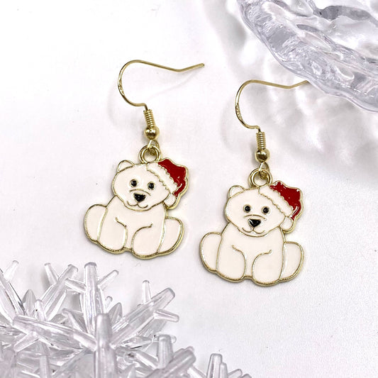 Santa Polar Bear Earrings