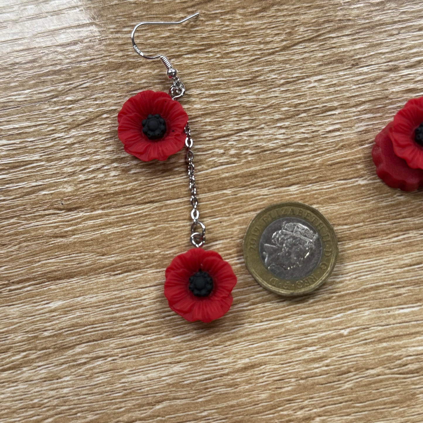 Dangly Poppy Flower Earrings