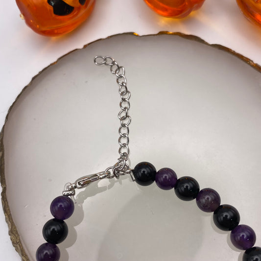 Round Purple and Black Crystal Bracelet