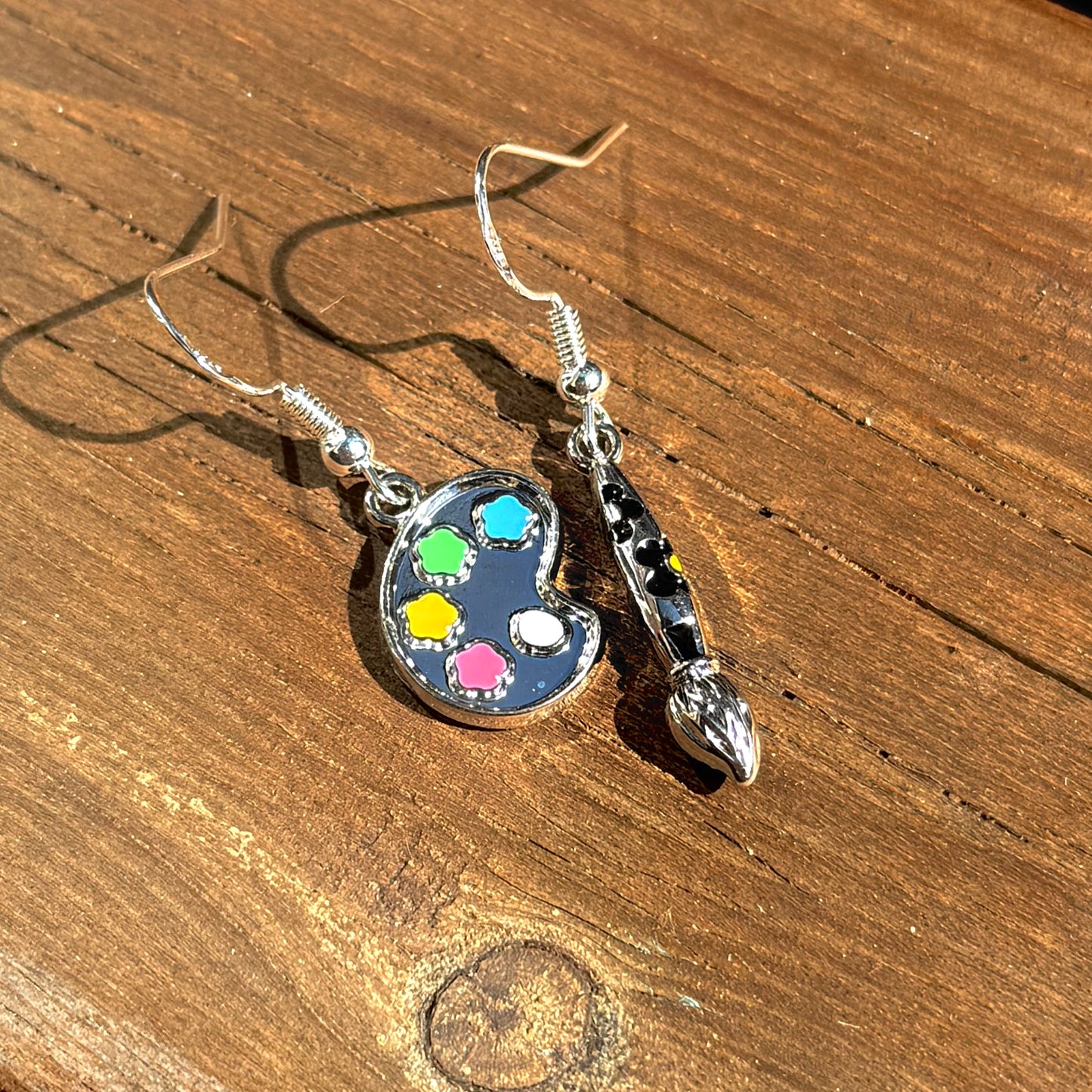 Mismatched Paint and Brush Palette Earrings