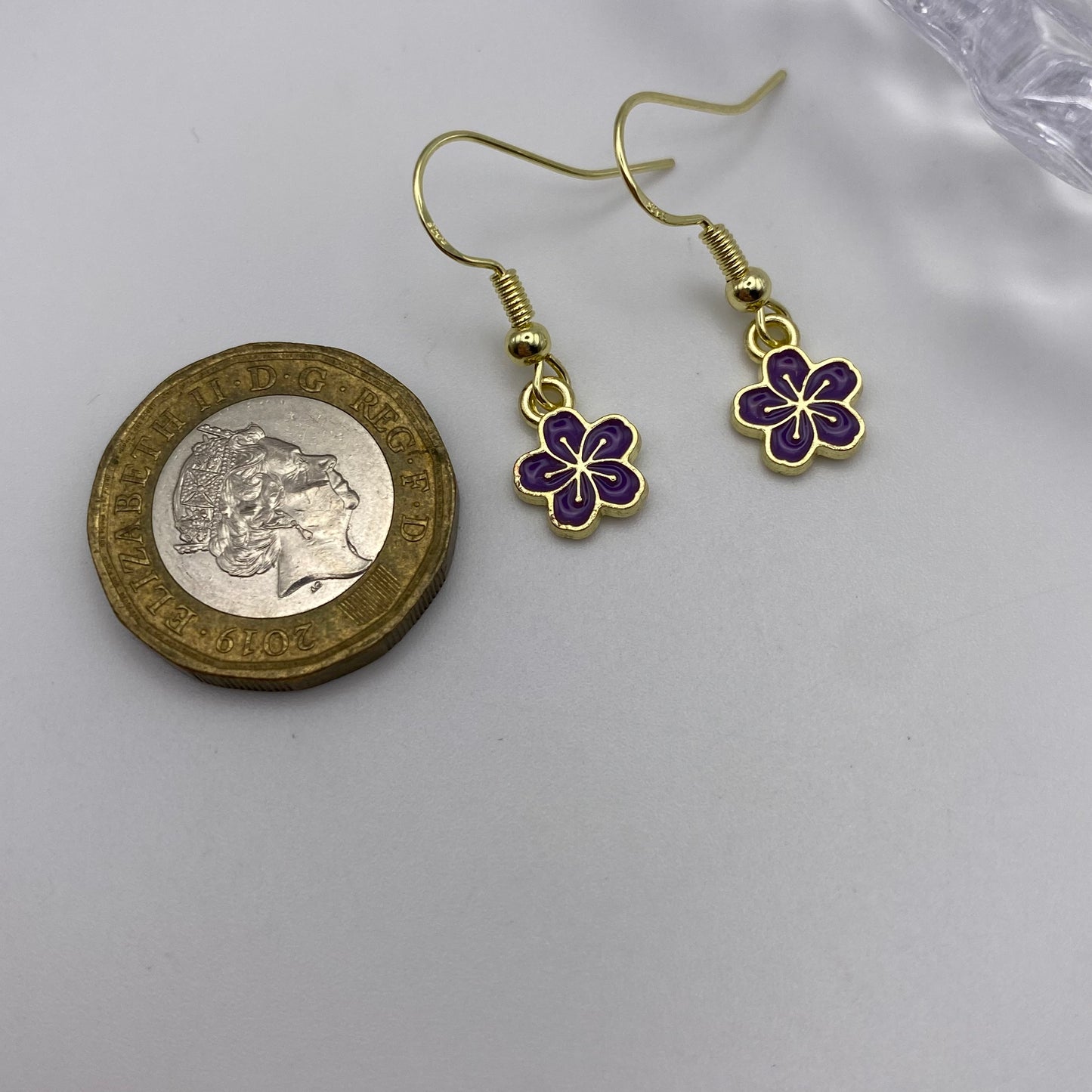Purple Violet Flower Earrings