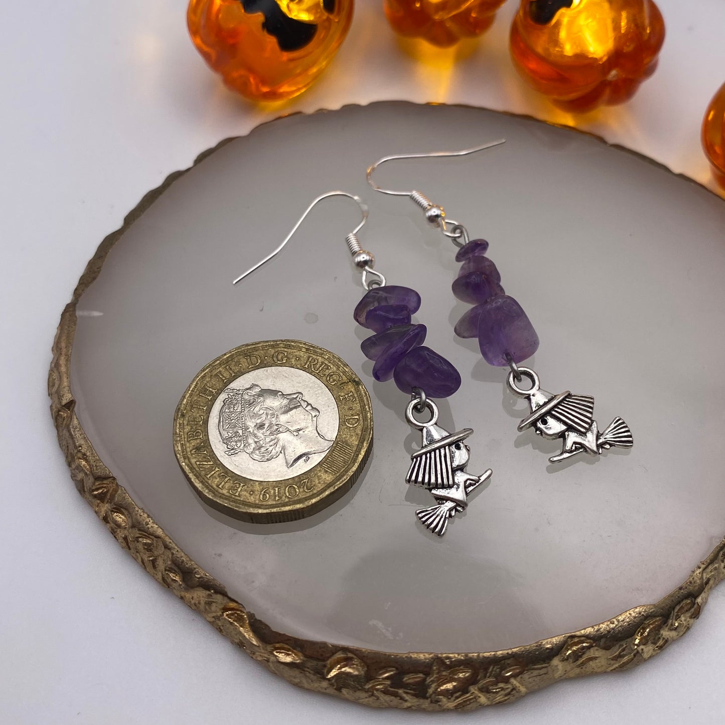Witch Purple Crystal Earrings