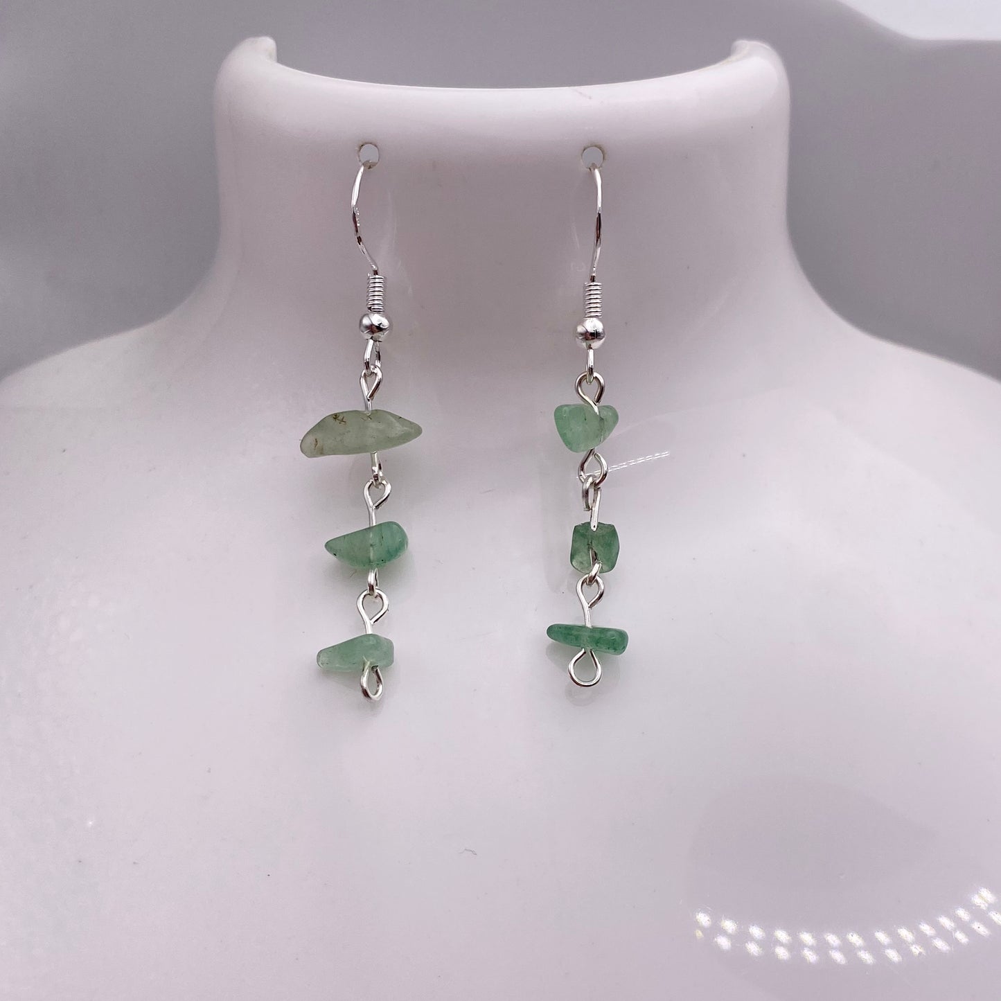 Dangly Green Aventurine Crystal Earrings