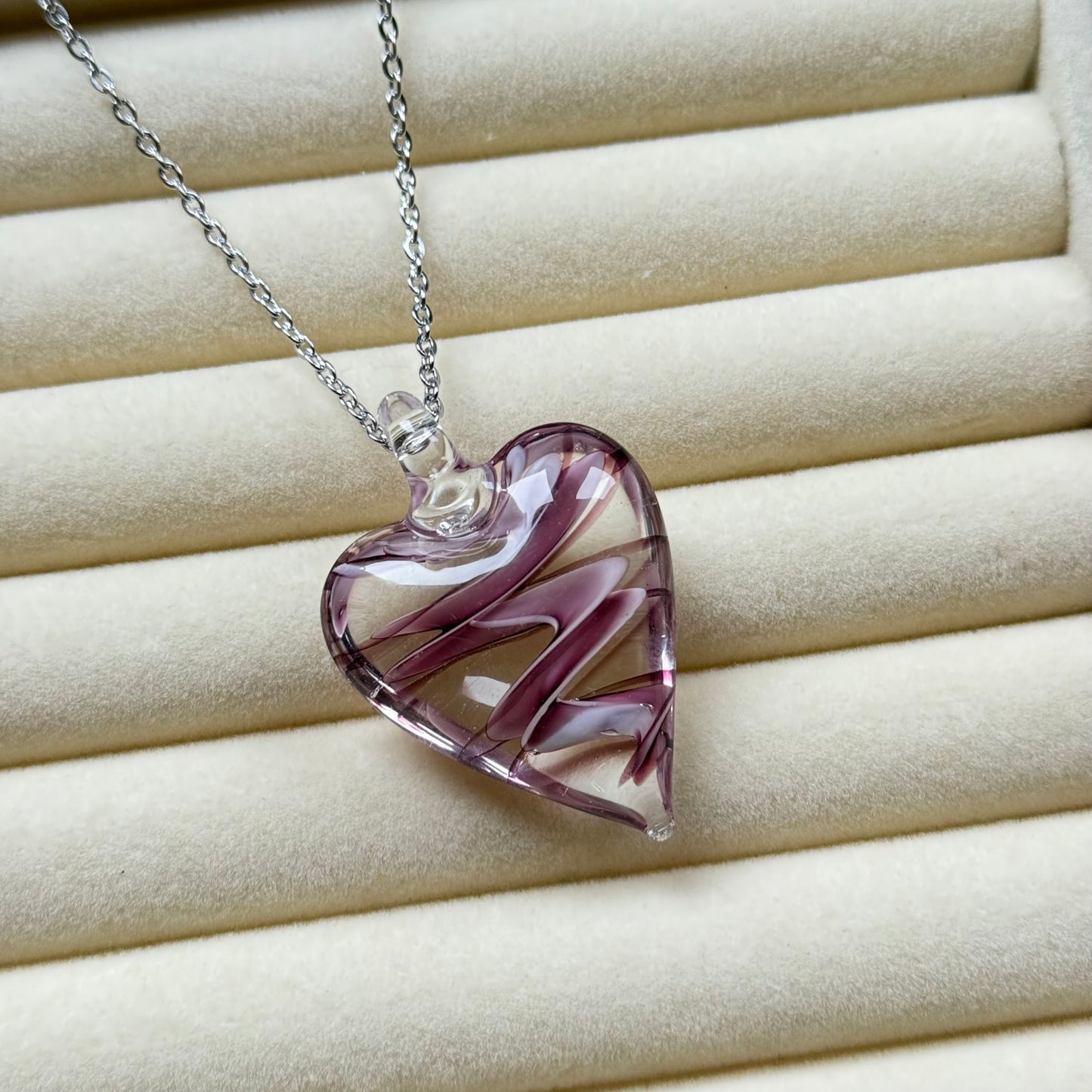 Purple Glass Heart Necklace