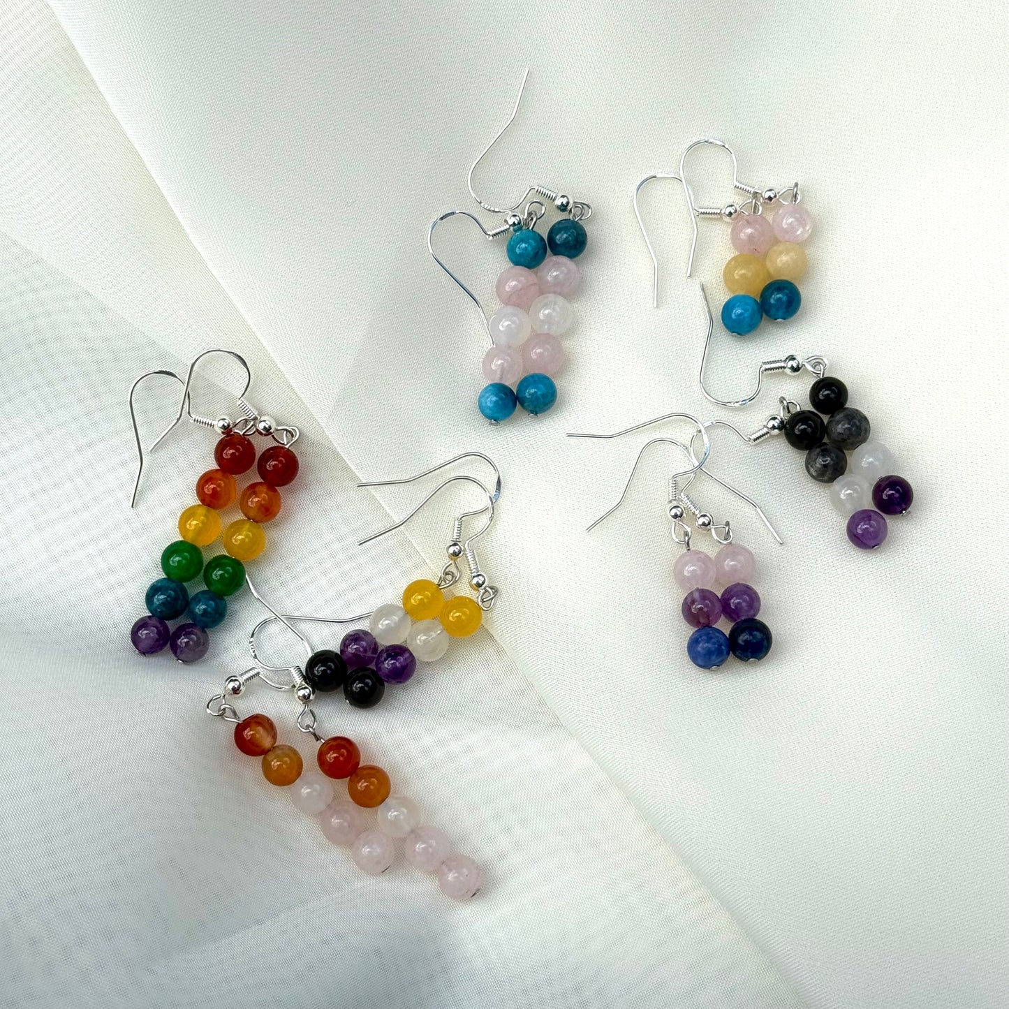 Round Rainbow Crystal Earrings