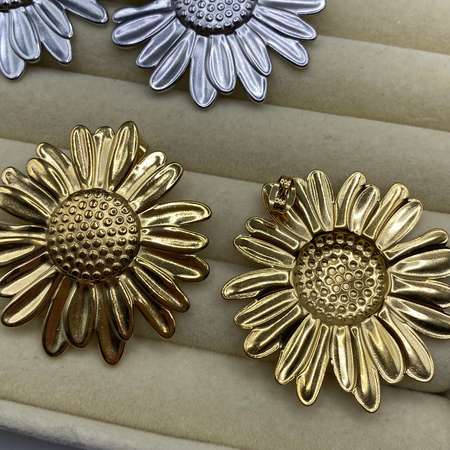 Big Sunflower Stud Earrings