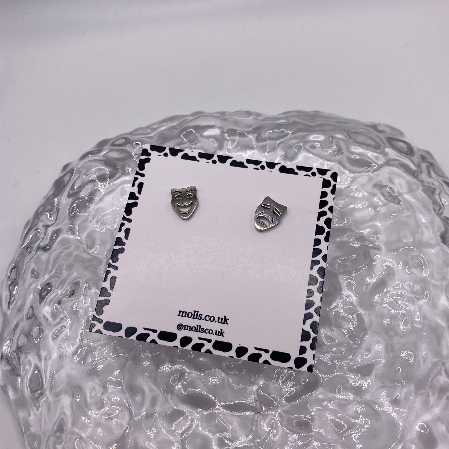 Comedy and Tragedy Theatre Mask Stud Earrings