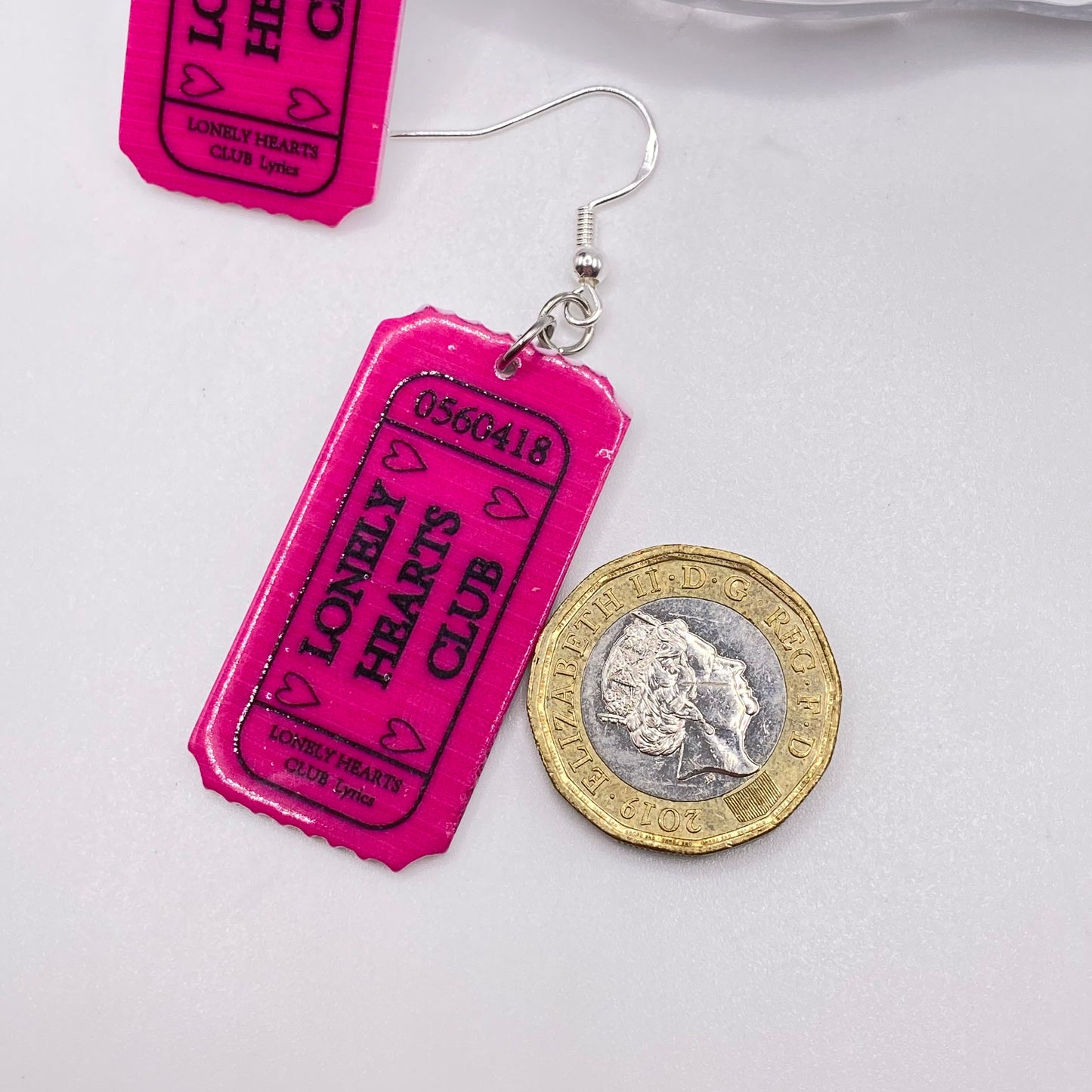 ‘Lonely Hearts Club’ Slogan Ticket Earrings