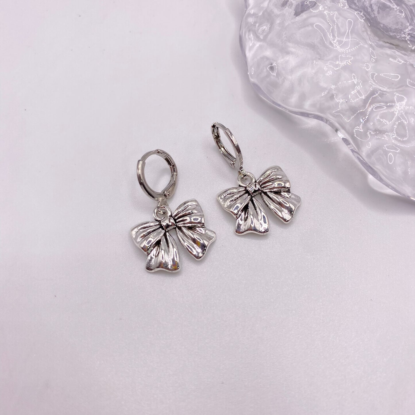 Ribbon Bow Huggie Hoop Earrings