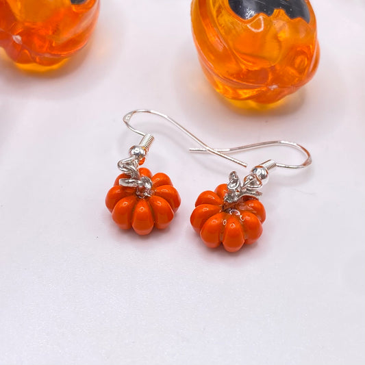 Small Orange Pumpkin Earrings