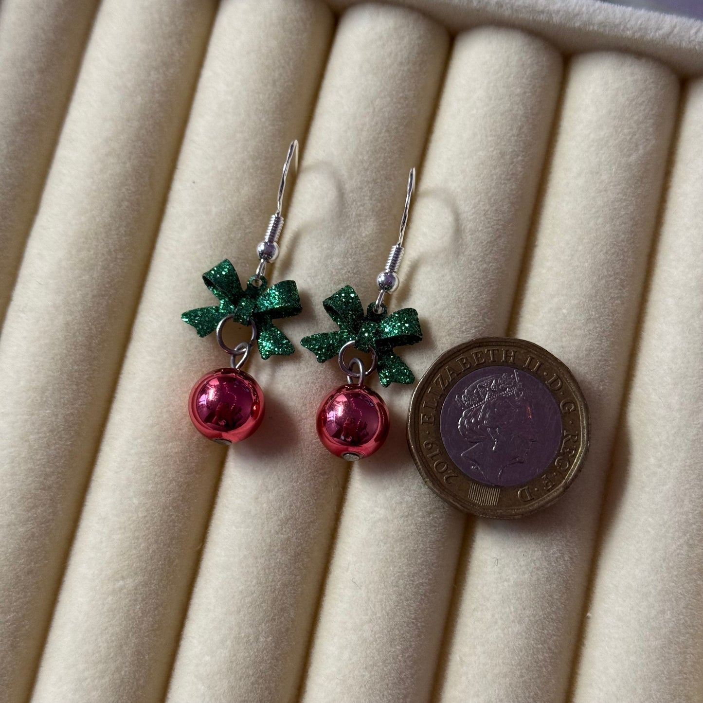 Christmas Ribbon Drop Earrings