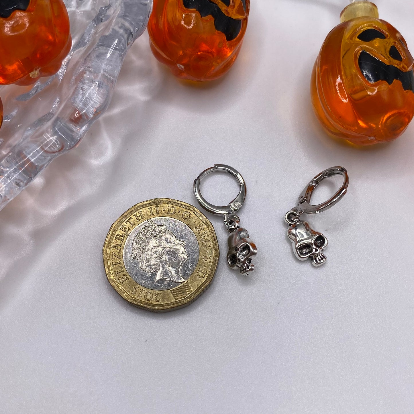 Small Skull Huggie Hoop Earrings