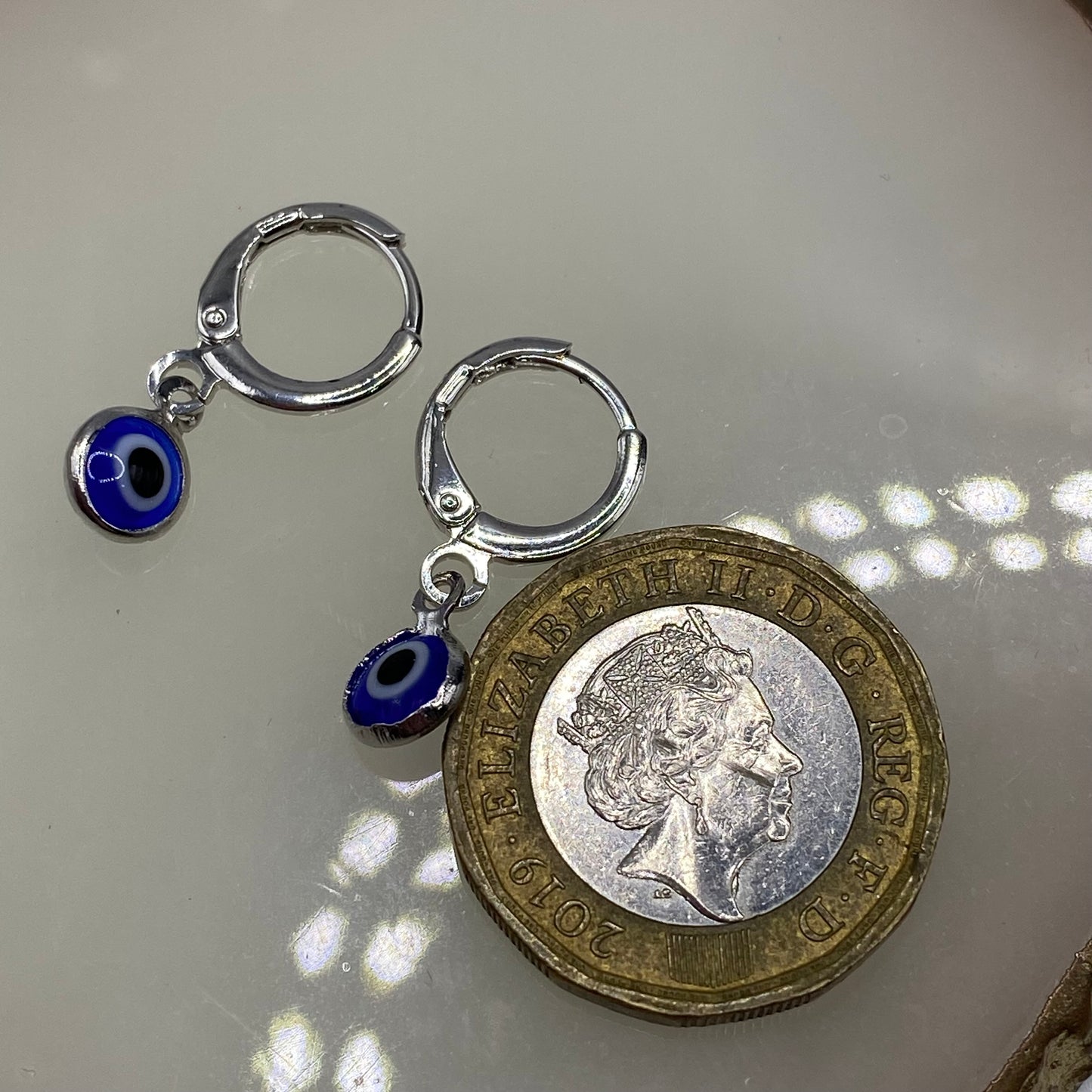 Blue Evil Eye Huggie Hoop Earrings