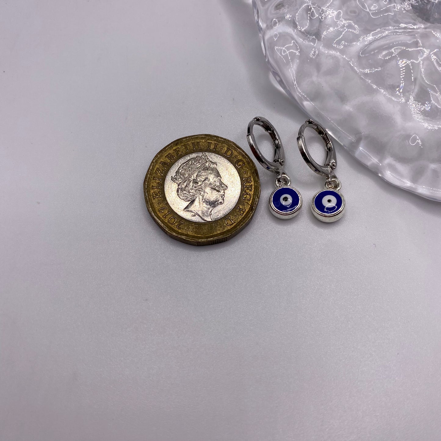 Blue Evil Eye Huggie Hoop Earrings
