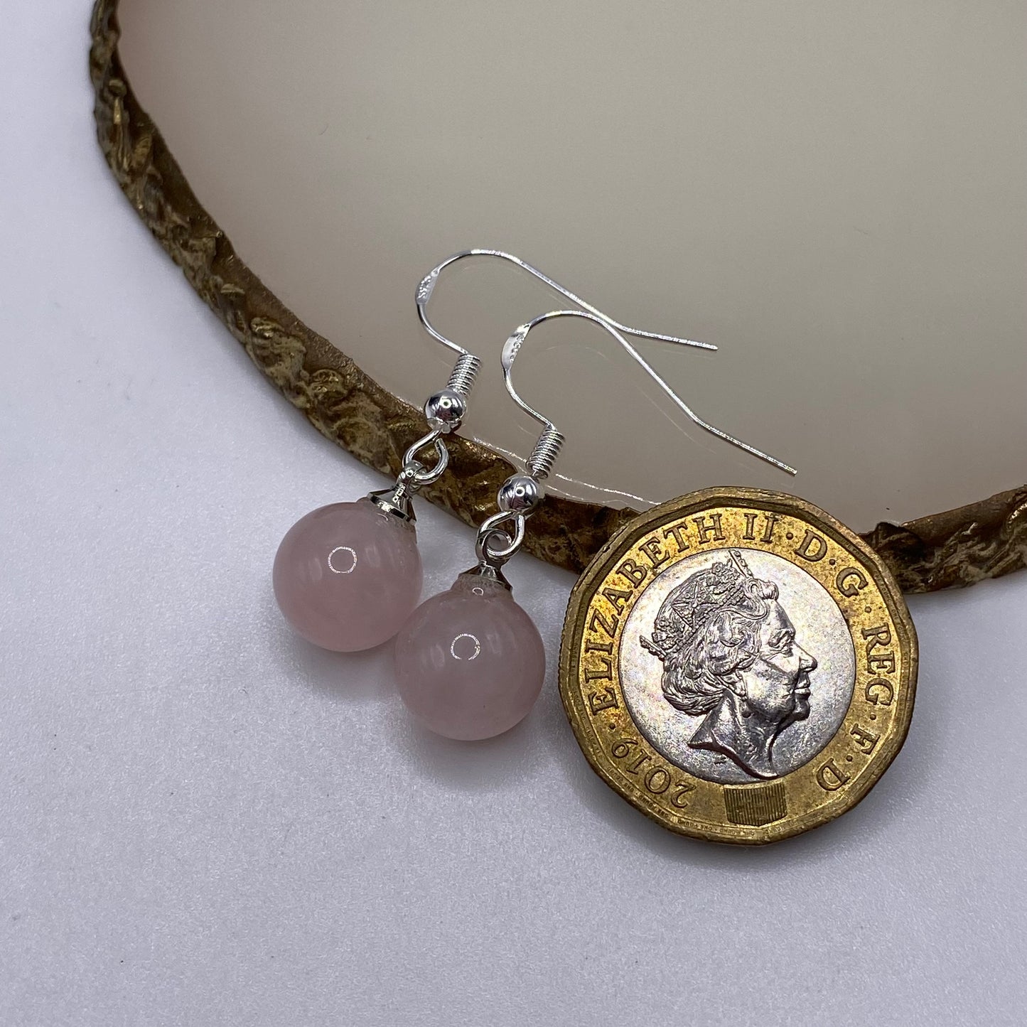 Rose Quartz Ball Earrings