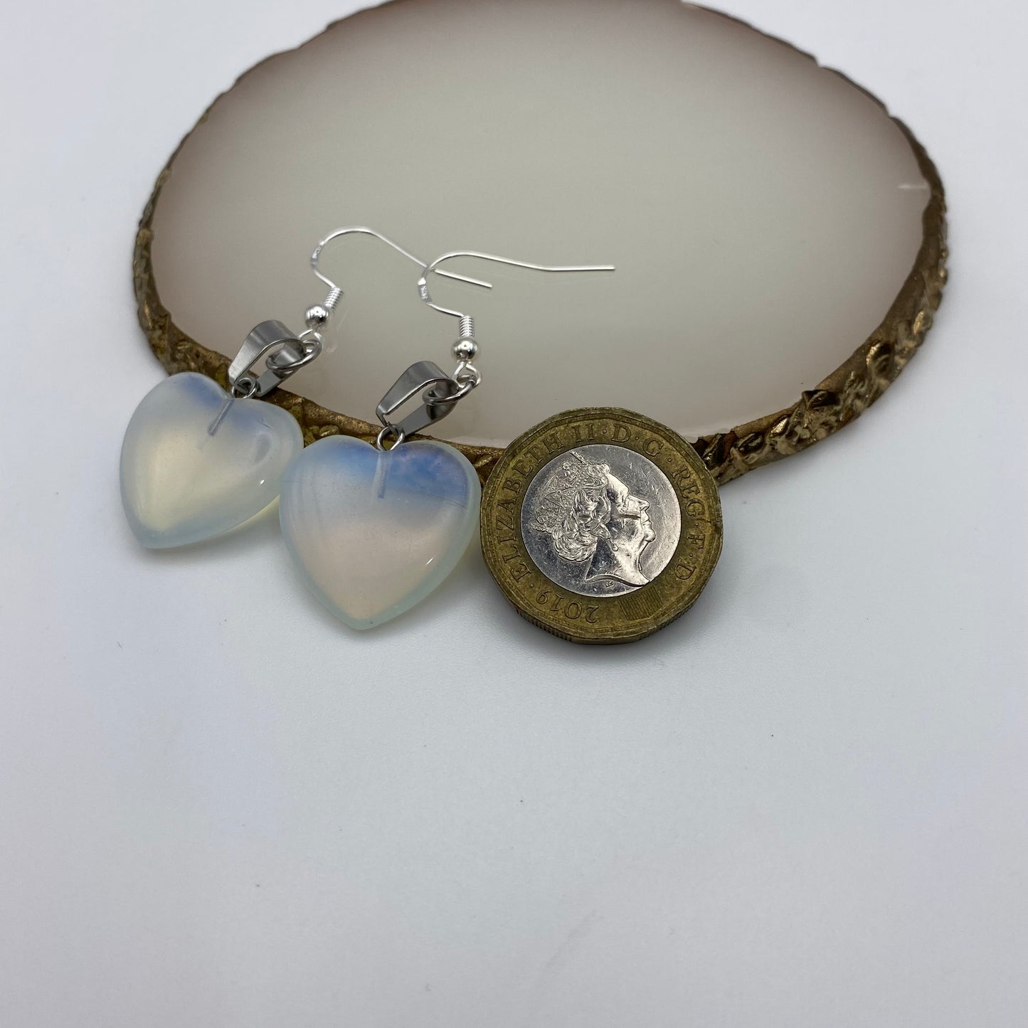 Opalite Pendant Heart Earrings