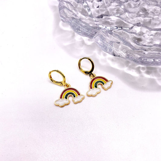 Small Rainbow Huggie Hoop Earrings