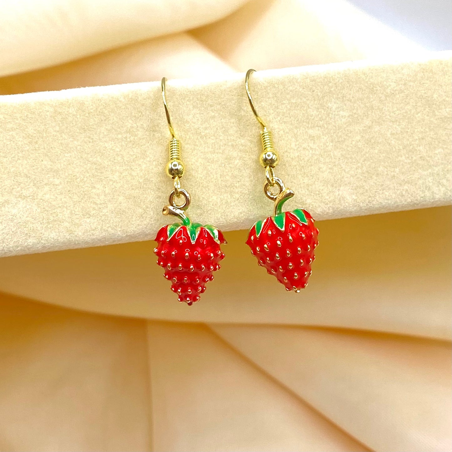 Gold Strawberry Earrings