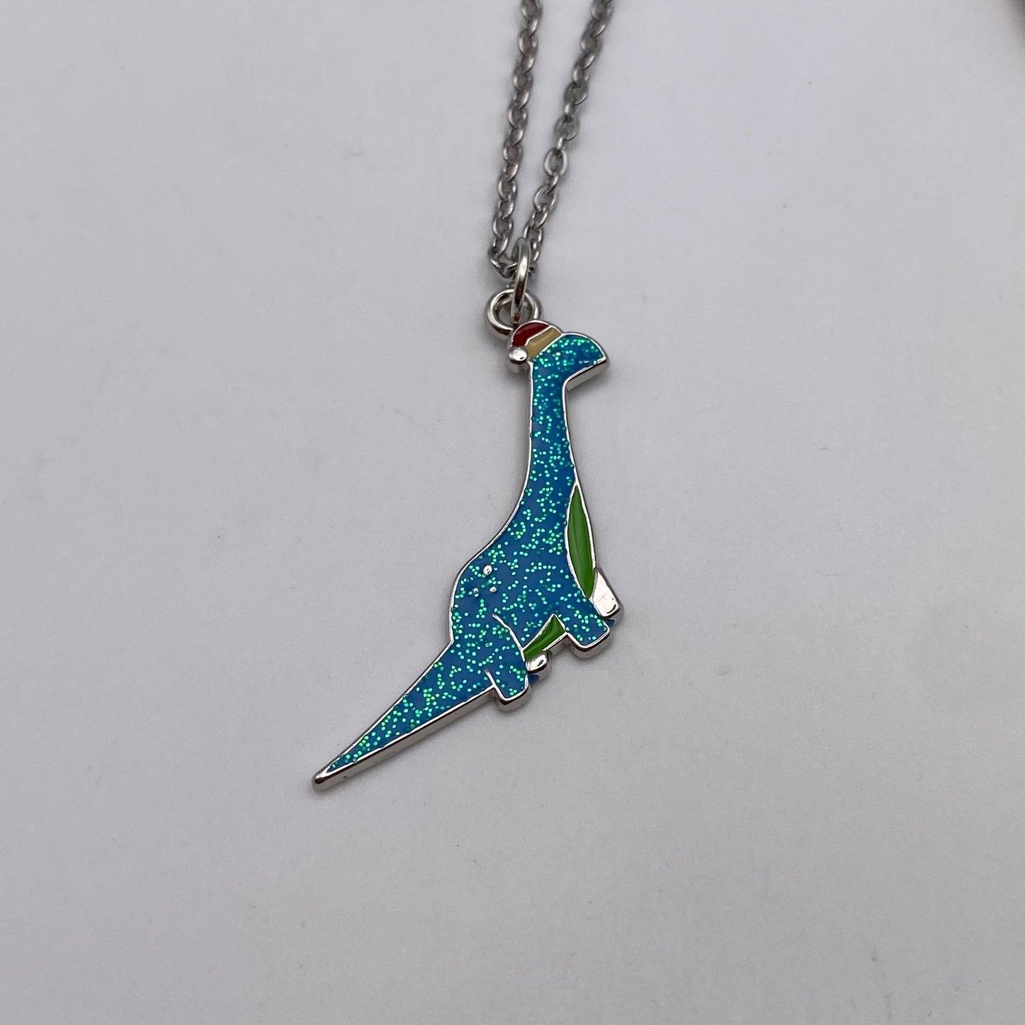 Santa Dinosaur Necklace