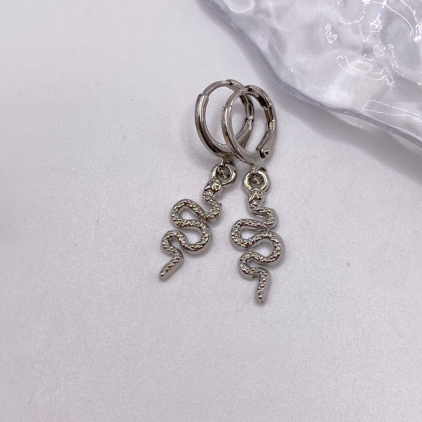 Small Snake Huggie Hoop Earrings
