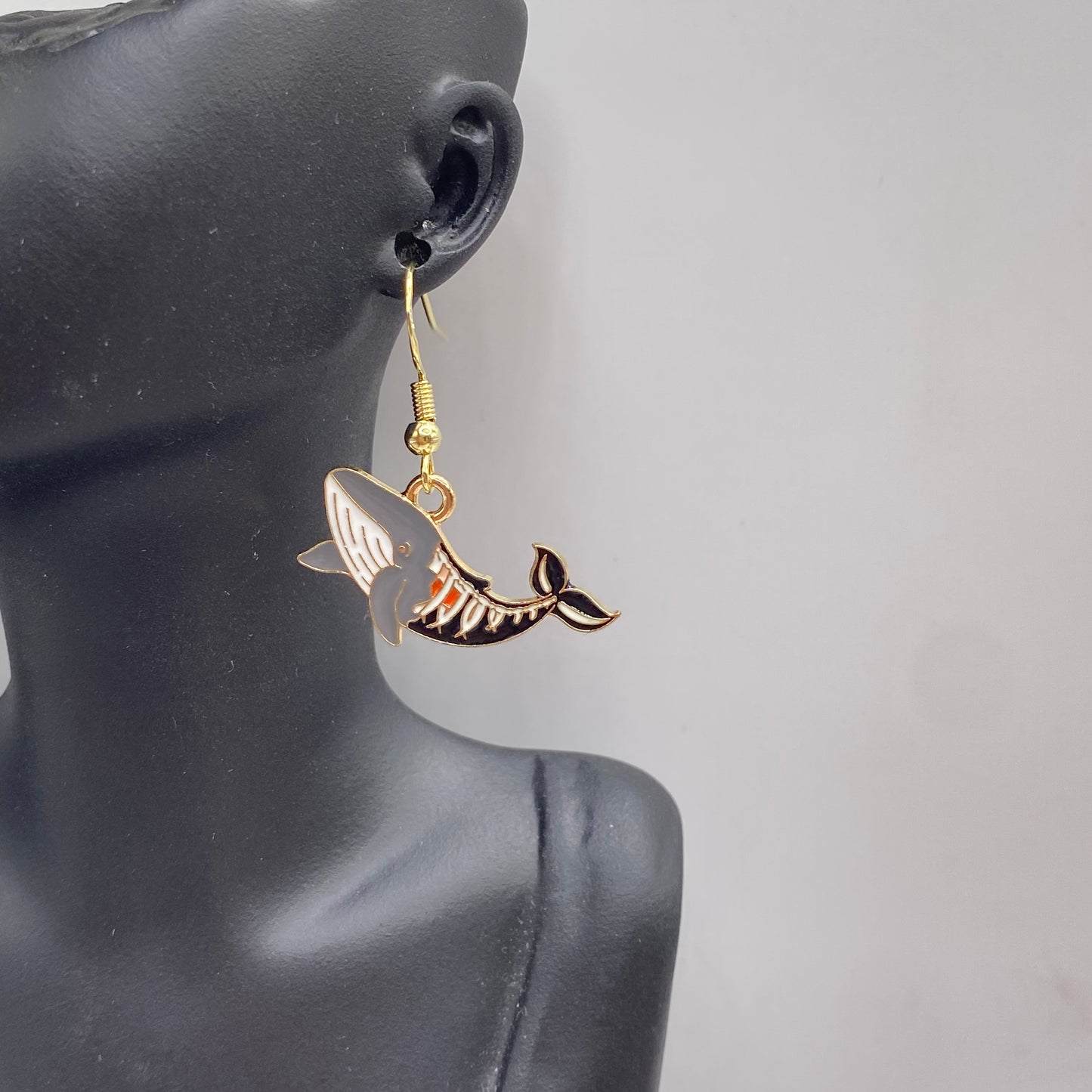 Skeleton Whale Earrings