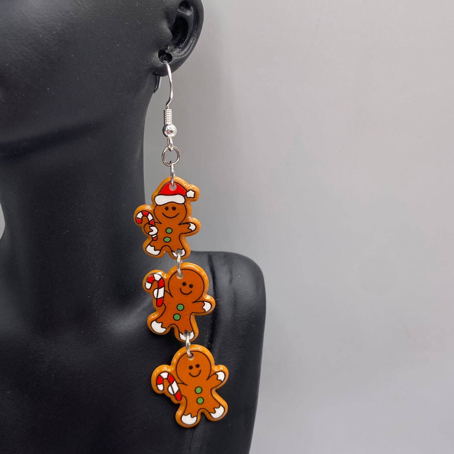 Dangly Triple Drop Gingerbread Earrings