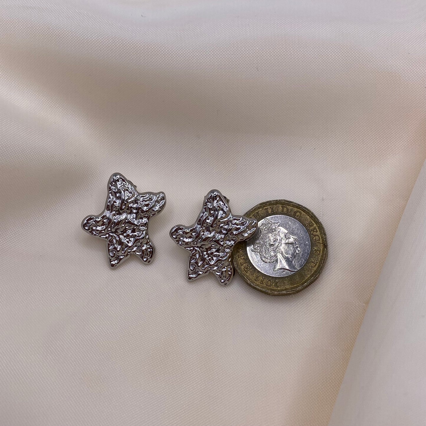 Textured Star Stud Earrings