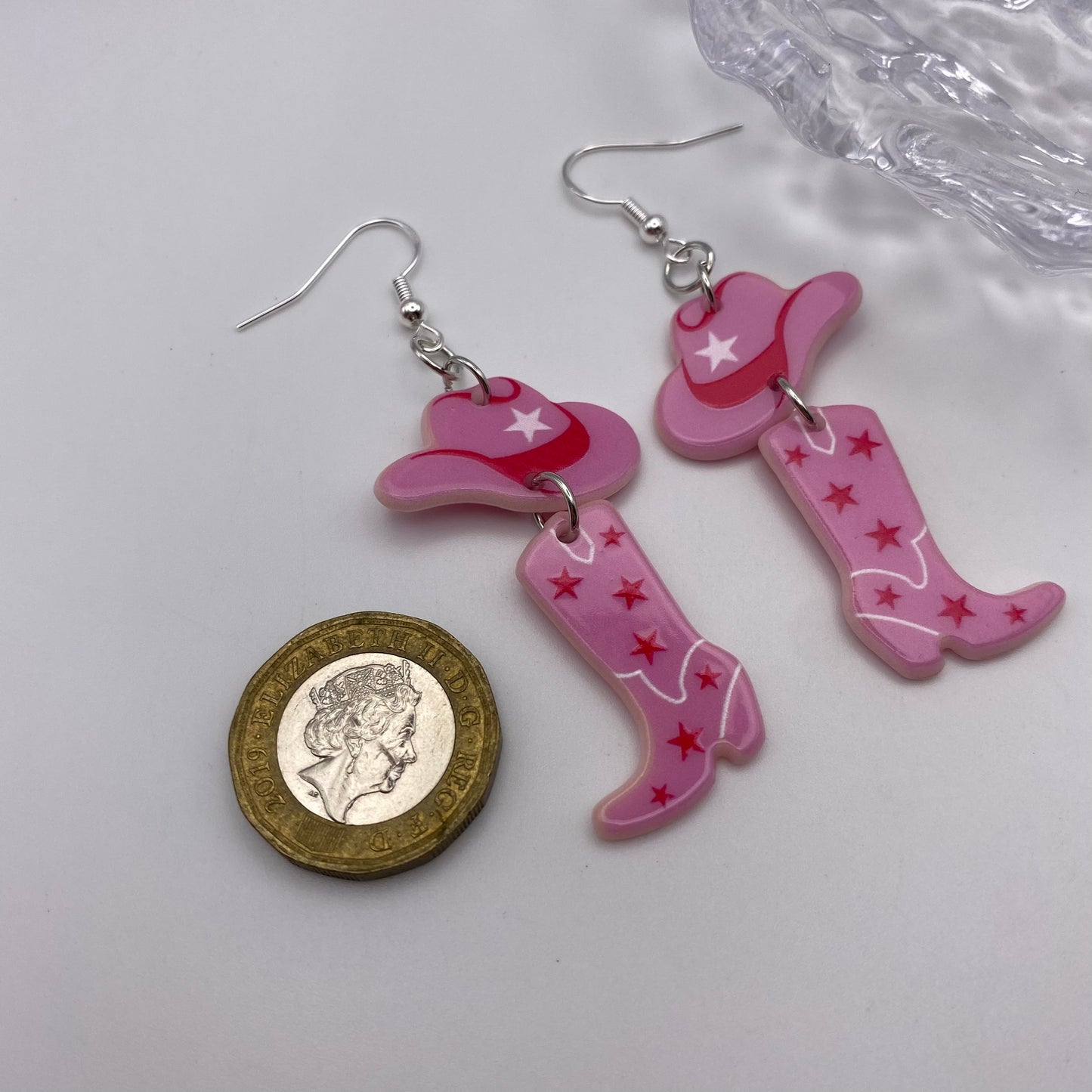 Dangly Pink Cowboy Boot Earrings