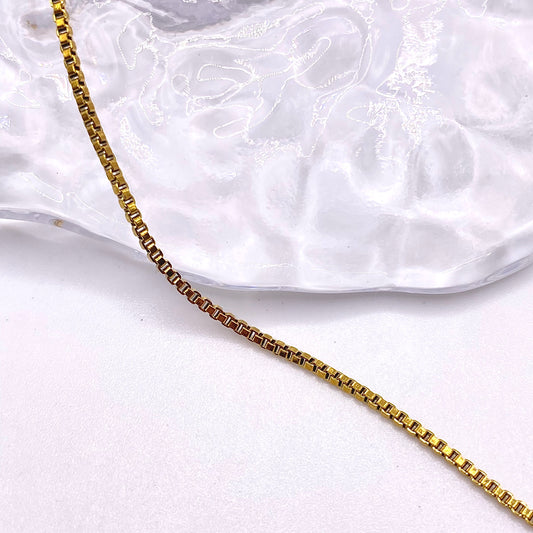 Small Gold Box Chain Necklace