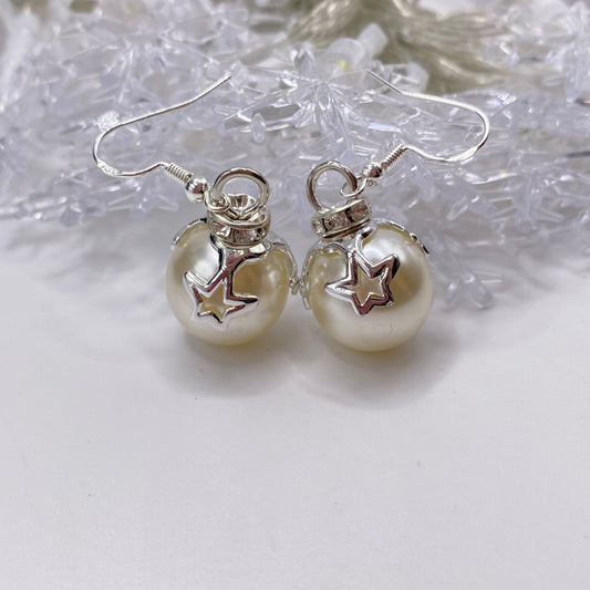 White Bauble Earrings