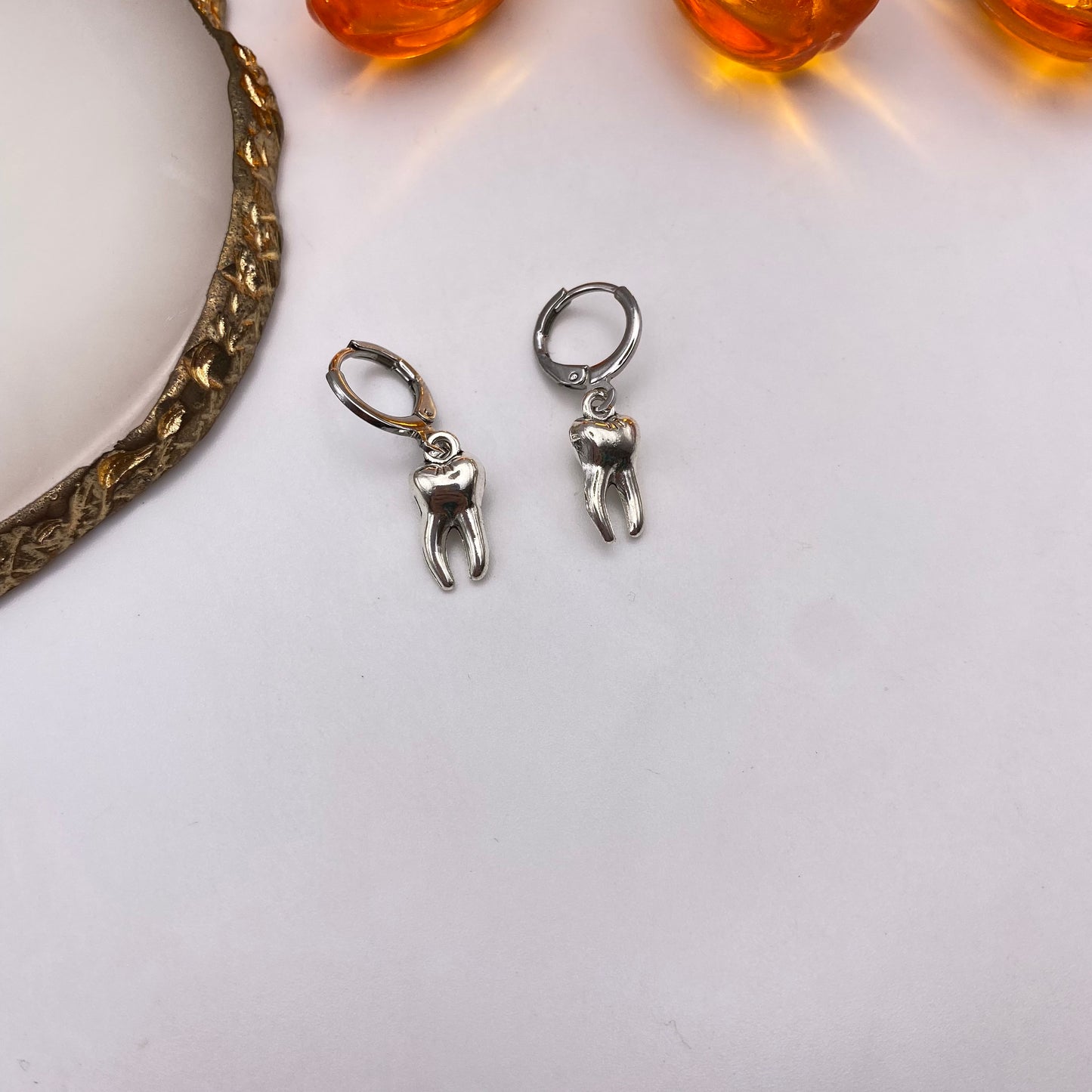 Tooth Huggie Hoop Earrings