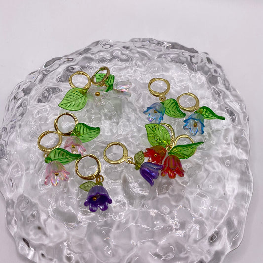 Colourful Flower Tulip Huggie Hoop Earrings