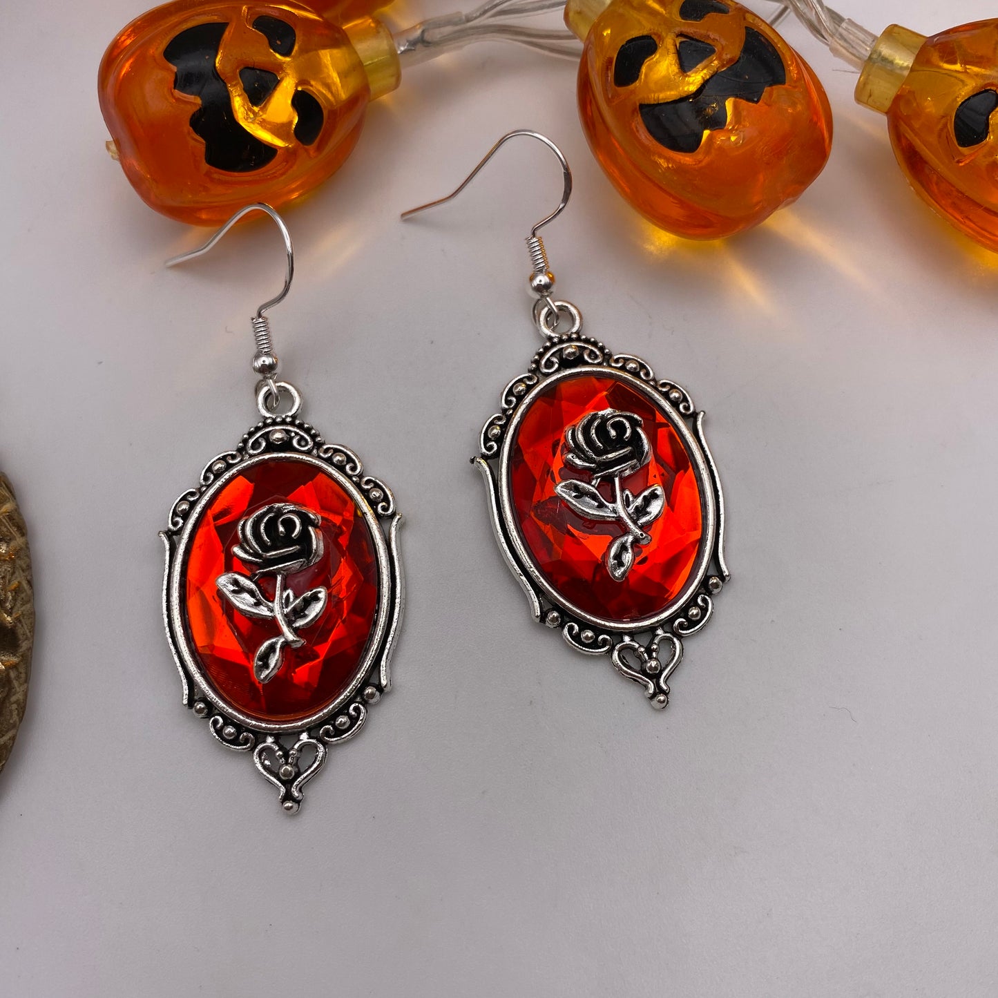 Rose Pendant Gothic Earrings
