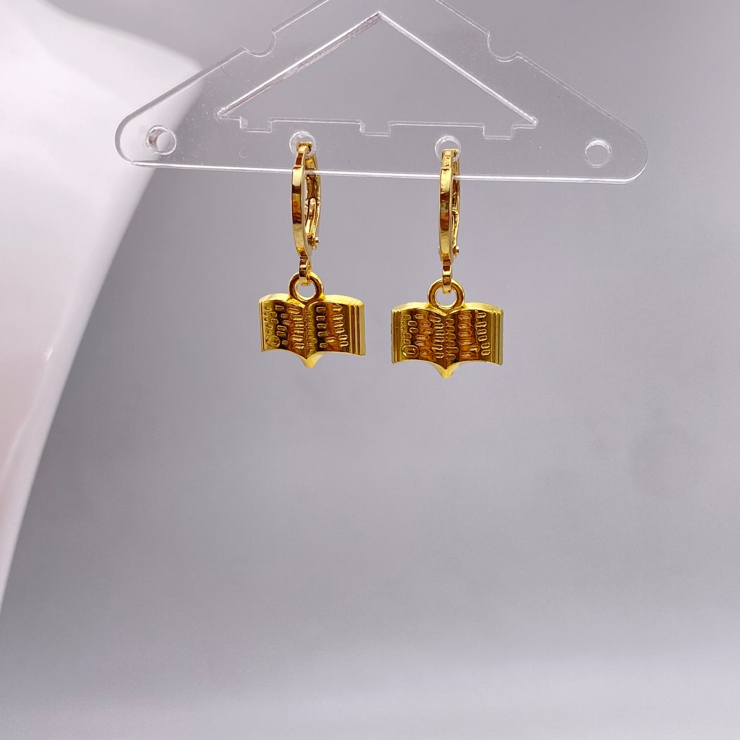Gold Small Book Huggie Hoop Earrings