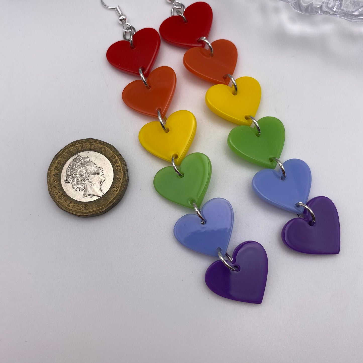 Dangly Rainbow Heart Earrings