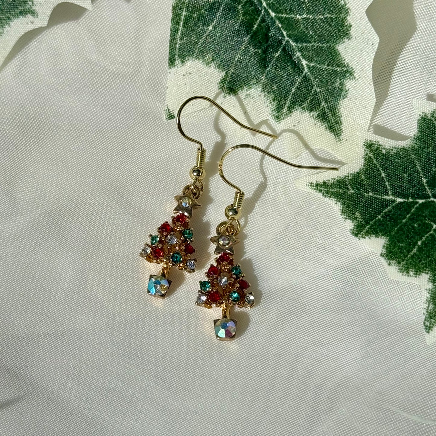 Gold Christmas Tree Earrings