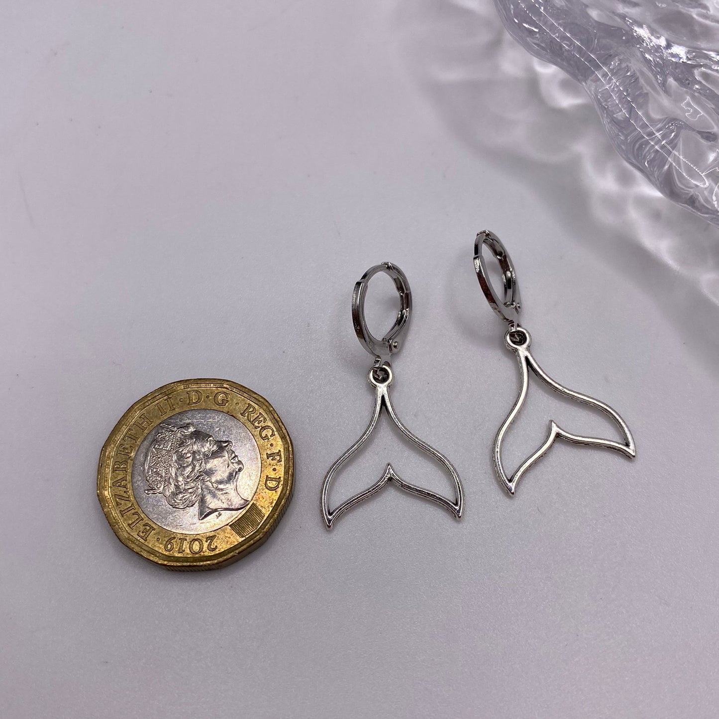 Whale Tail Fin Outline Huggie Hoop Earrings