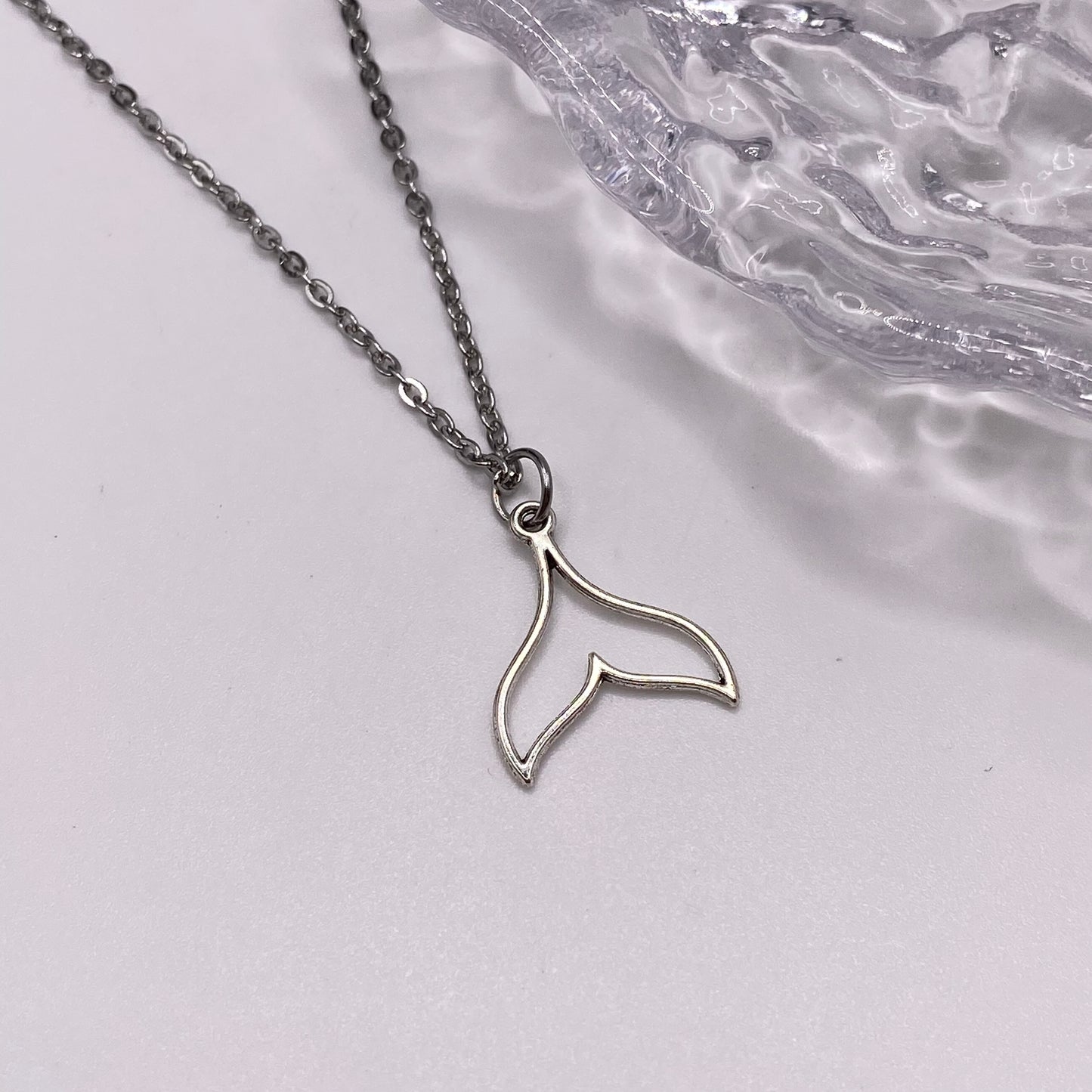 Whale Tail Fin Outline Necklace