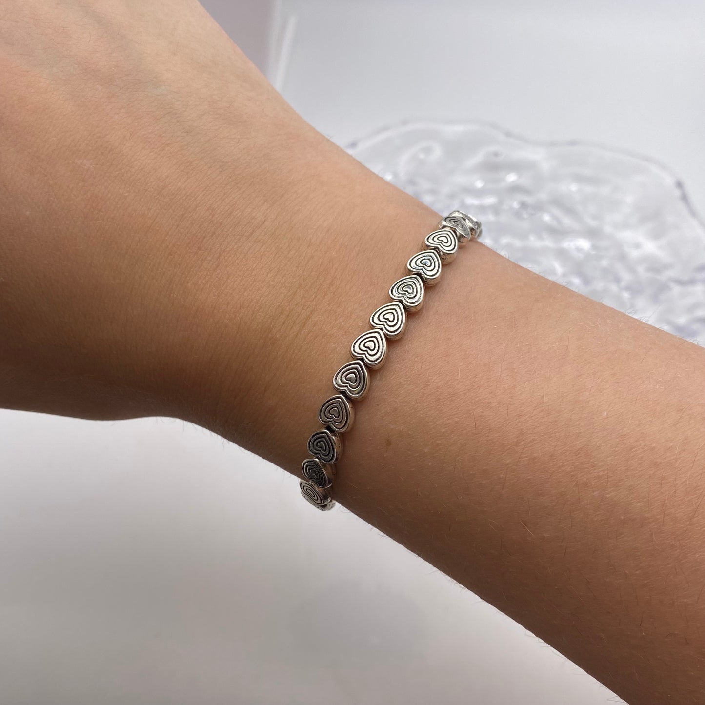 Silver Heart Burst Bracelet