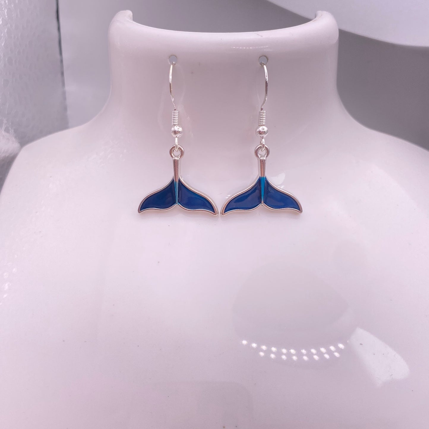 Blue Whale Tail Fin Earrings