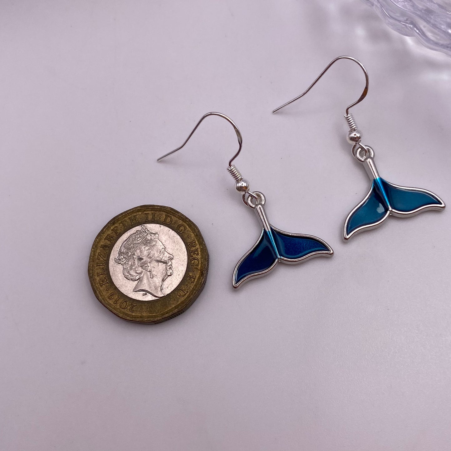 Blue Whale Tail Fin Earrings