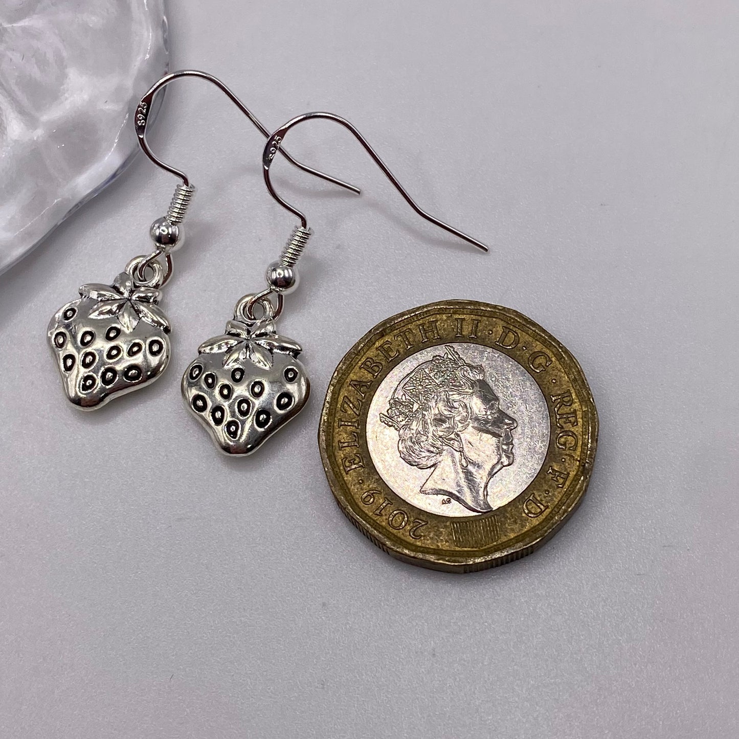 Silver Strawberry Earrings