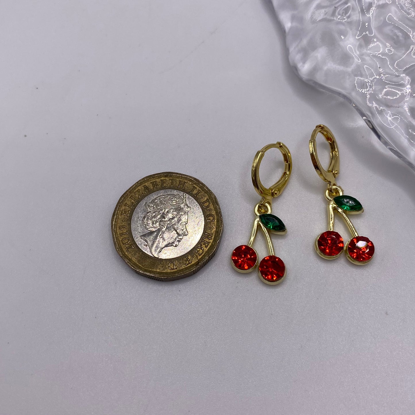 Gold Cherry Huggie Hoop Earrings