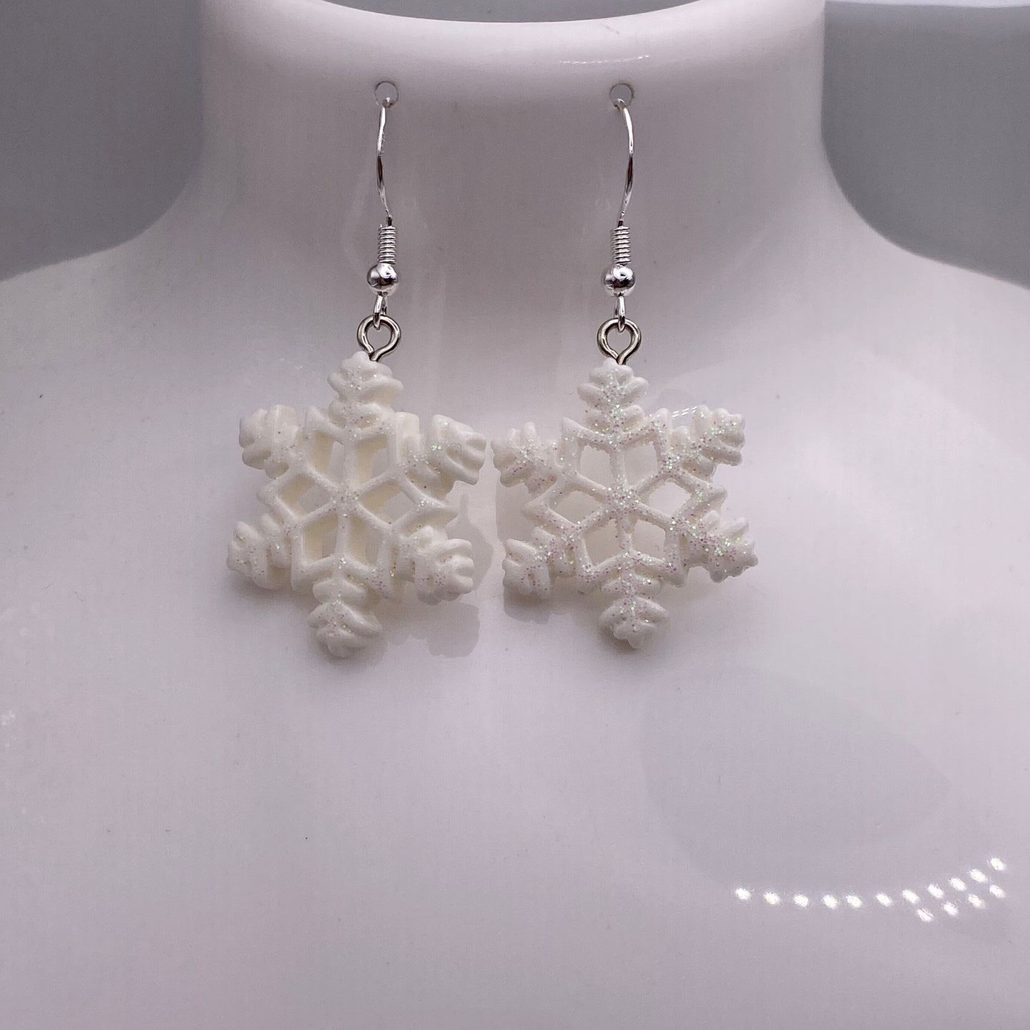 White Snowflake Earrings