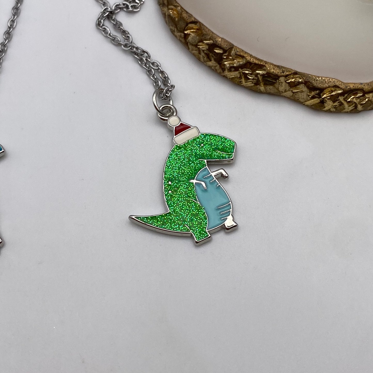 Santa Dinosaur Necklace