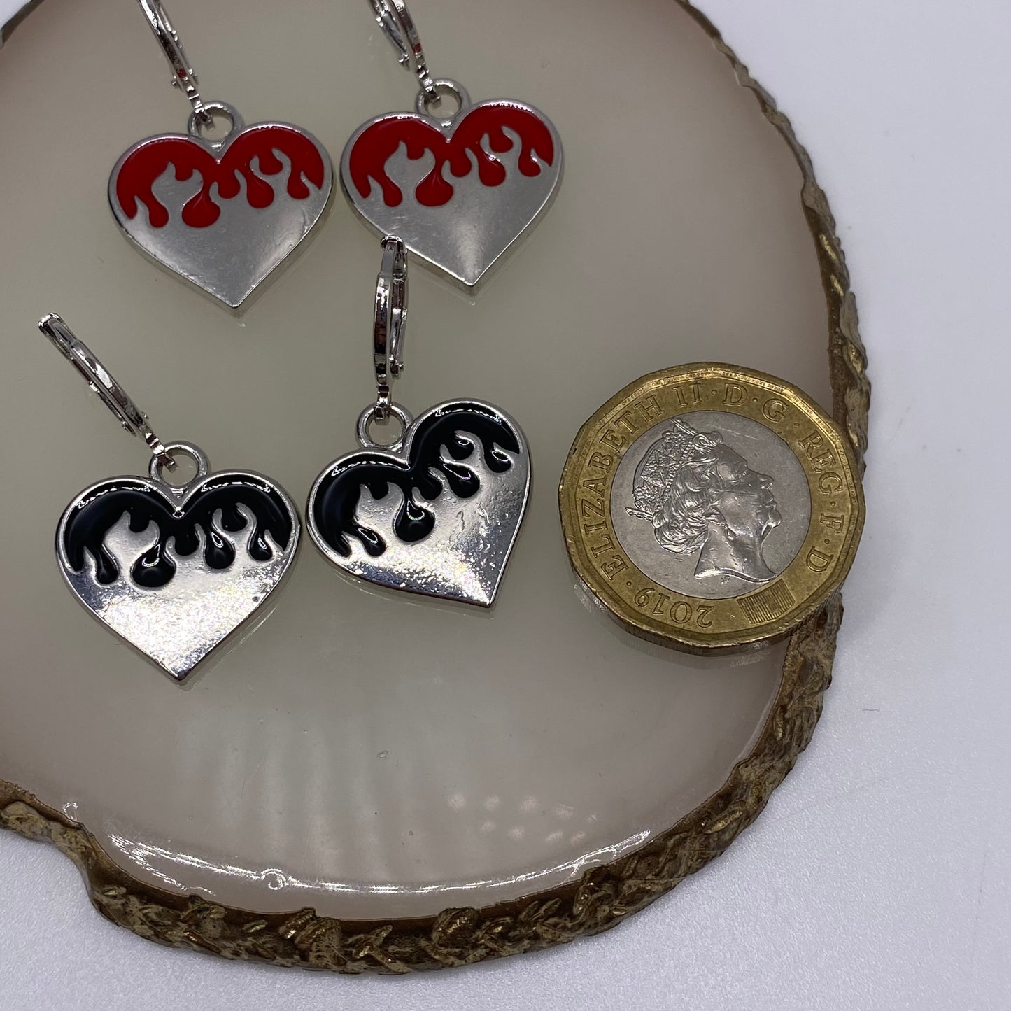 Flame Heart Huggie Hoop Earrings