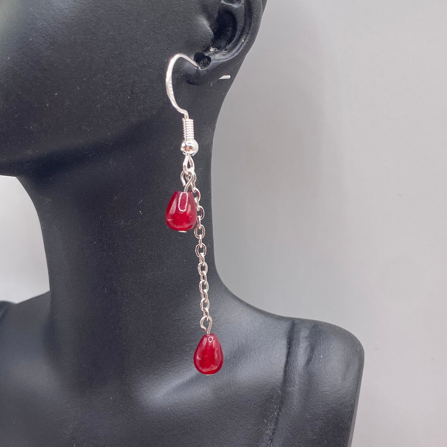 Blood Drop Bead Earrings